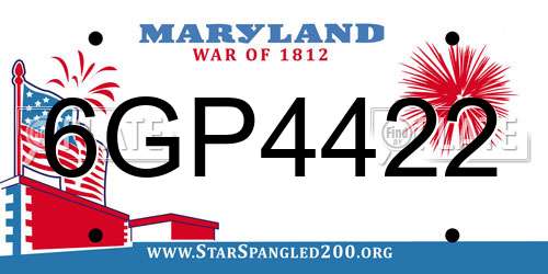6GP4422 Maryland License Plate