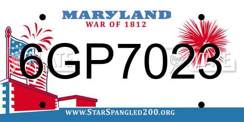 6GP7023 Maryland License Plate