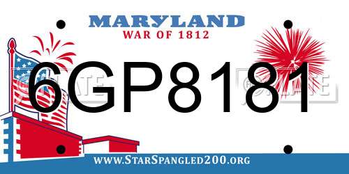6GP8181 Maryland License Plate