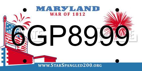 6GP8999 Maryland License Plate