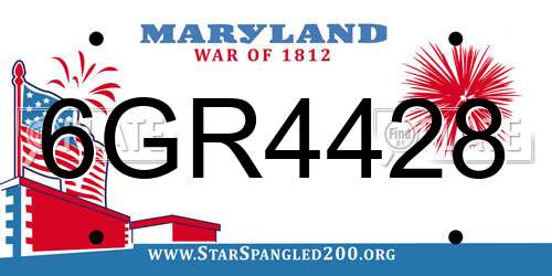 6GR4428 Maryland License Plate
