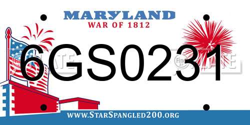 6GS0231 Maryland License Plate
