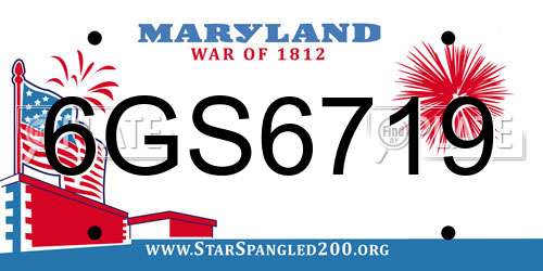 6GS6719 Maryland License Plate