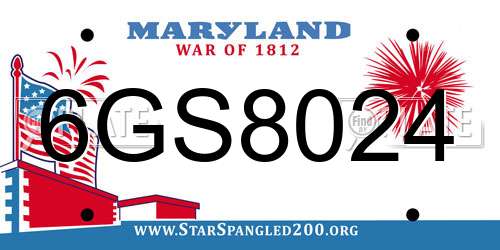 6GS8024 Maryland License Plate