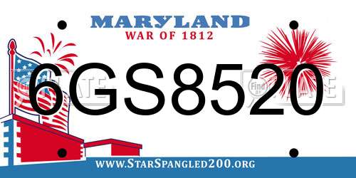 6GS8520 Maryland License Plate