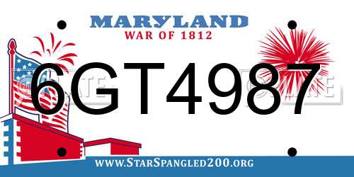 6GT4987 Maryland License Plate