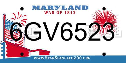 6GV6523 Maryland License Plate
