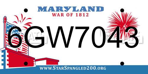 6GW7043 Maryland License Plate
