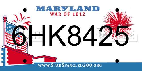 6HK8425 Maryland License Plate