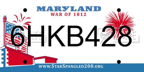 6HKB428 Maryland License Plate