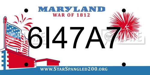 6I47A7 Maryland License Plate
