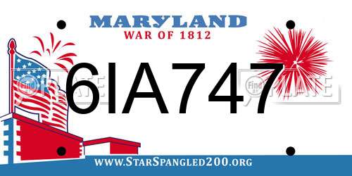 6IA747 Maryland License Plate