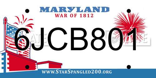6JCB801 Maryland License Plate