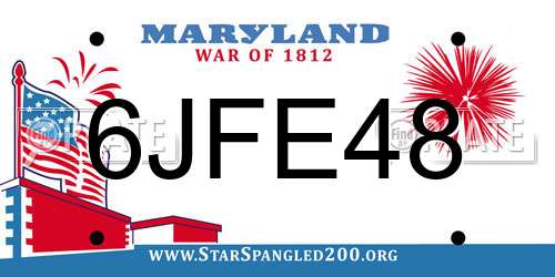 6JFE48 Maryland License Plate