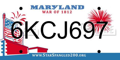 6KCJ697 Maryland License Plate