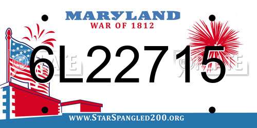 6L22715 Maryland License Plate