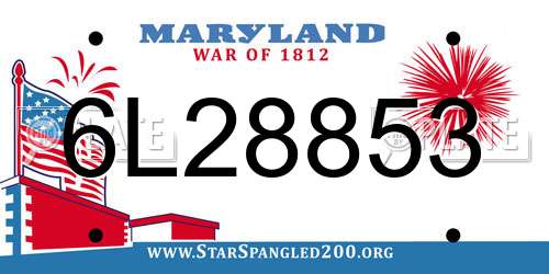 6L28853 Maryland License Plate