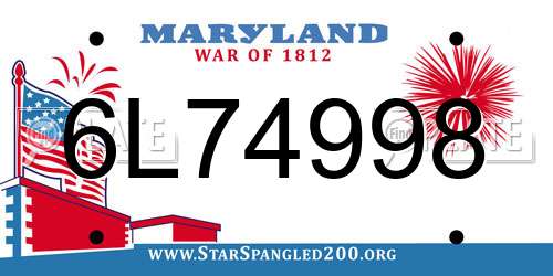 6L74998 Maryland License Plate