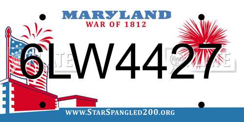 6LW4427 Maryland License Plate