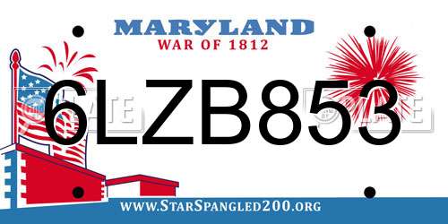 6LZB853 Maryland License Plate