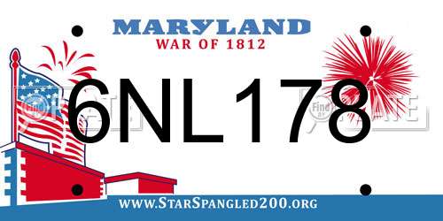 6NL178 Maryland License Plate