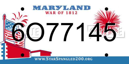 6O77145 Maryland License Plate