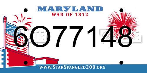 6O77148 Maryland License Plate