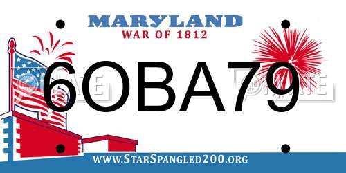 6OBA79 Maryland License Plate