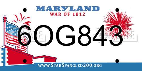 6OG843 Maryland License Plate