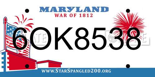 6OK8538 Maryland License Plate