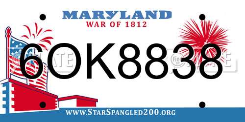 6OK8838 Maryland License Plate