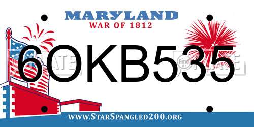 6OKB535 Maryland License Plate