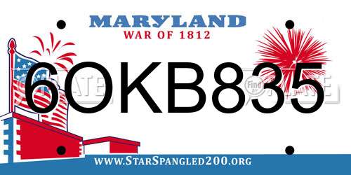 6OKB835 Maryland License Plate