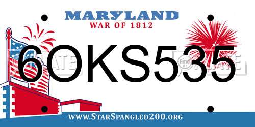6OKS535 Maryland License Plate