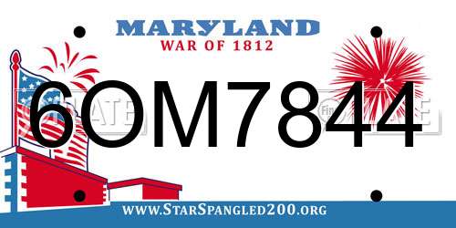 6OM7844 Maryland License Plate