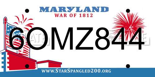 6OMZ844 Maryland License Plate