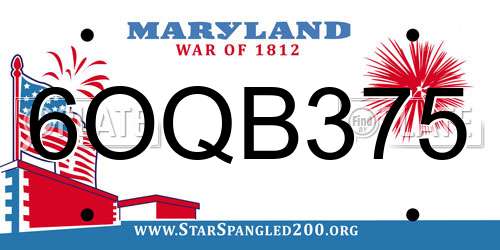 6OQB375 Maryland License Plate