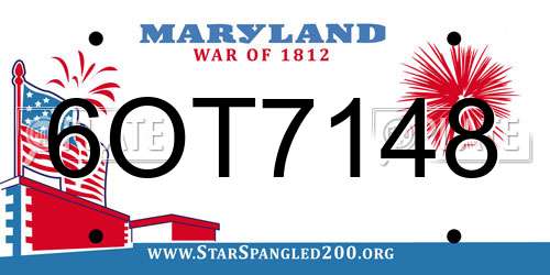 6OT7148 Maryland License Plate