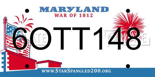 6OTT148 Maryland License Plate