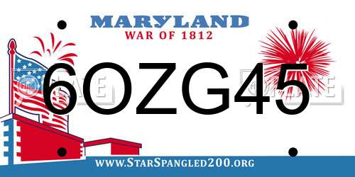 6OZG45 Maryland License Plate