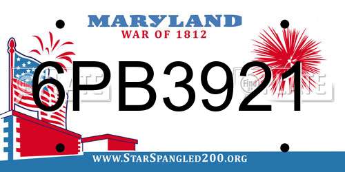 6PB3921 Maryland License Plate