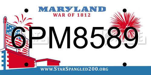 6PM8589 Maryland License Plate