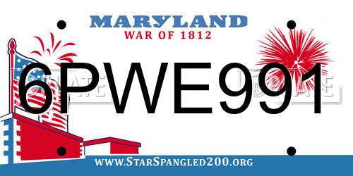 6PWE991 Maryland License Plate