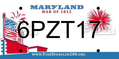 6PZT17 Maryland License Plate