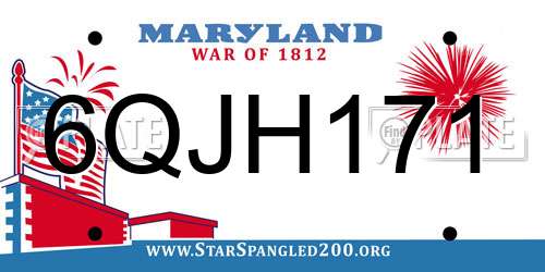 6QJH171 Maryland License Plate