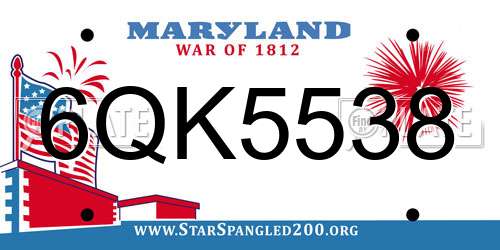 6QK5538 Maryland License Plate