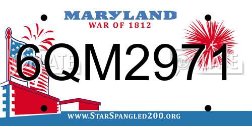 6QM2971 Maryland License Plate