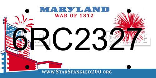 6RC2327 Maryland License Plate