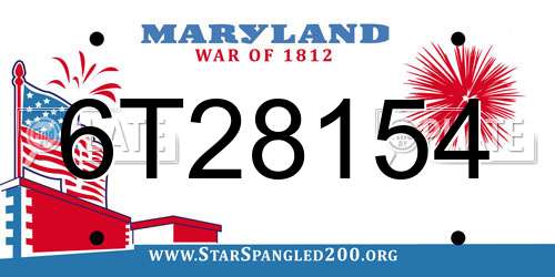 6T28154 Maryland License Plate