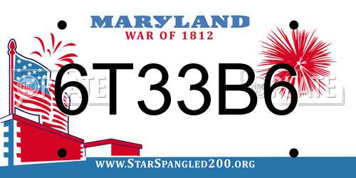 6T33B6 Maryland License Plate